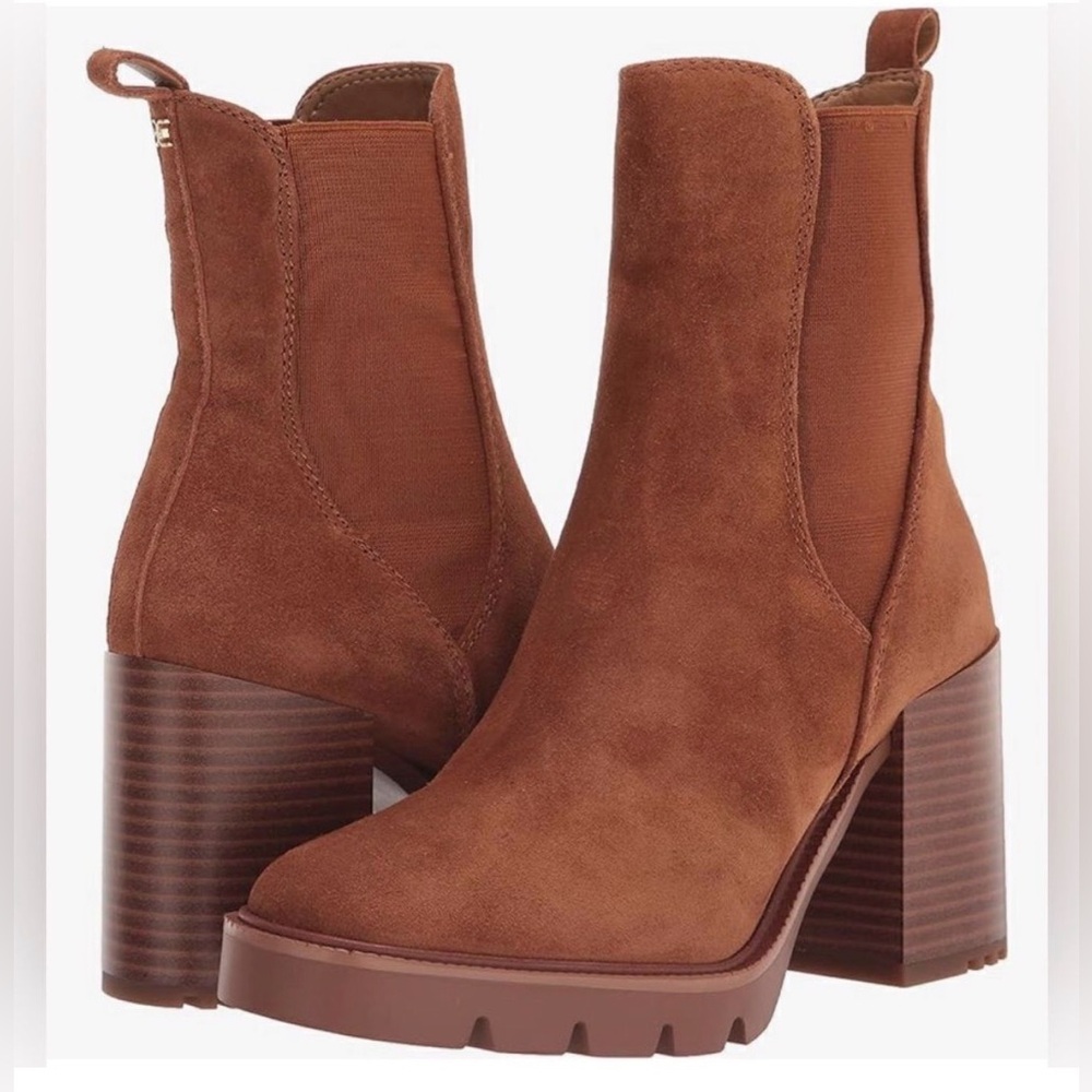 New Sam Edelman Brown Suede Platform Chelsea Booties SIZE 9